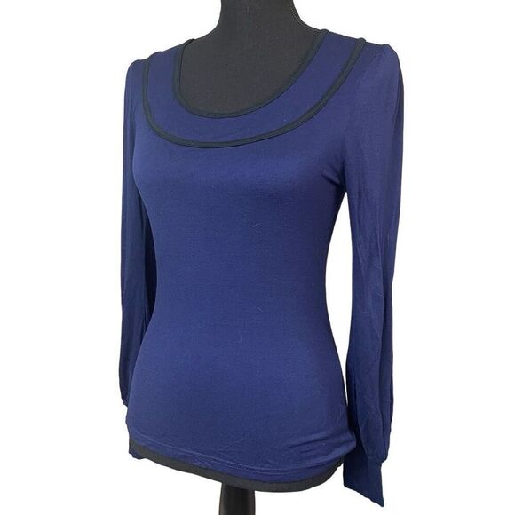 Alice Temperley Deep Navy Balloon Sleeve Top MI0191 - Picture 1 of 8